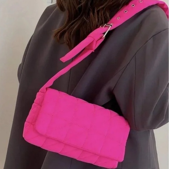 Pink Quilted Crossbody Puffer Shoulder Bag Handbag Nwt - Picture 8 of 8